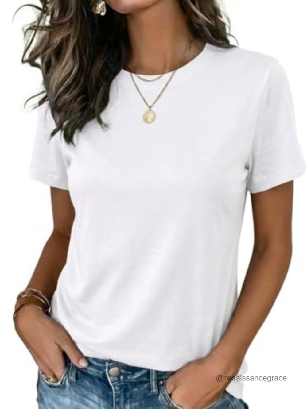 Womens Short Sleeve Crew Neck T-Shirt Soft Stretch Casual Basic Tee